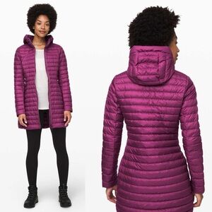 Lululemon Pack It Down Jacket Long Puffer Hooded Water-Resistant Marvel 6 EUC